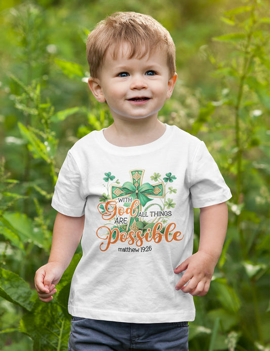 With God all Things are Possible Kids Patrick’s Day Shirt