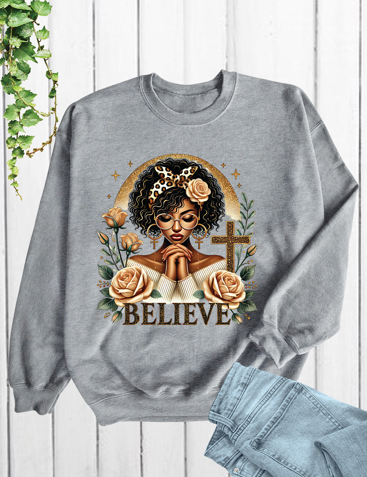 Christian Black Woman Messy Bun Sweatshirt