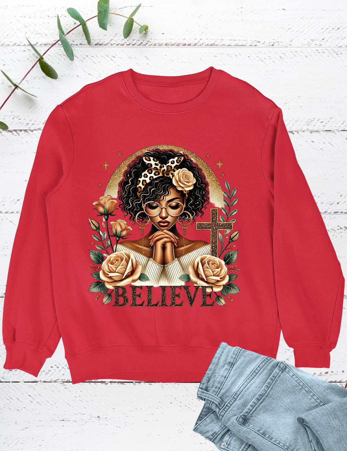 Christian Black Woman Messy Bun Sweatshirt