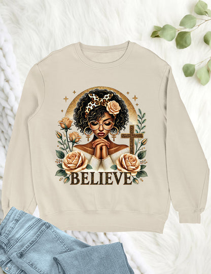 Christian Black Woman Messy Bun Sweatshirt