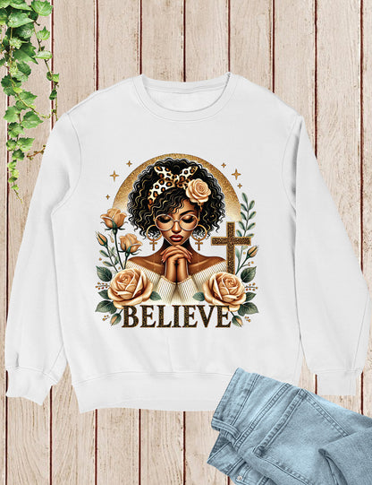 Christian Black Woman Messy Bun Sweatshirt