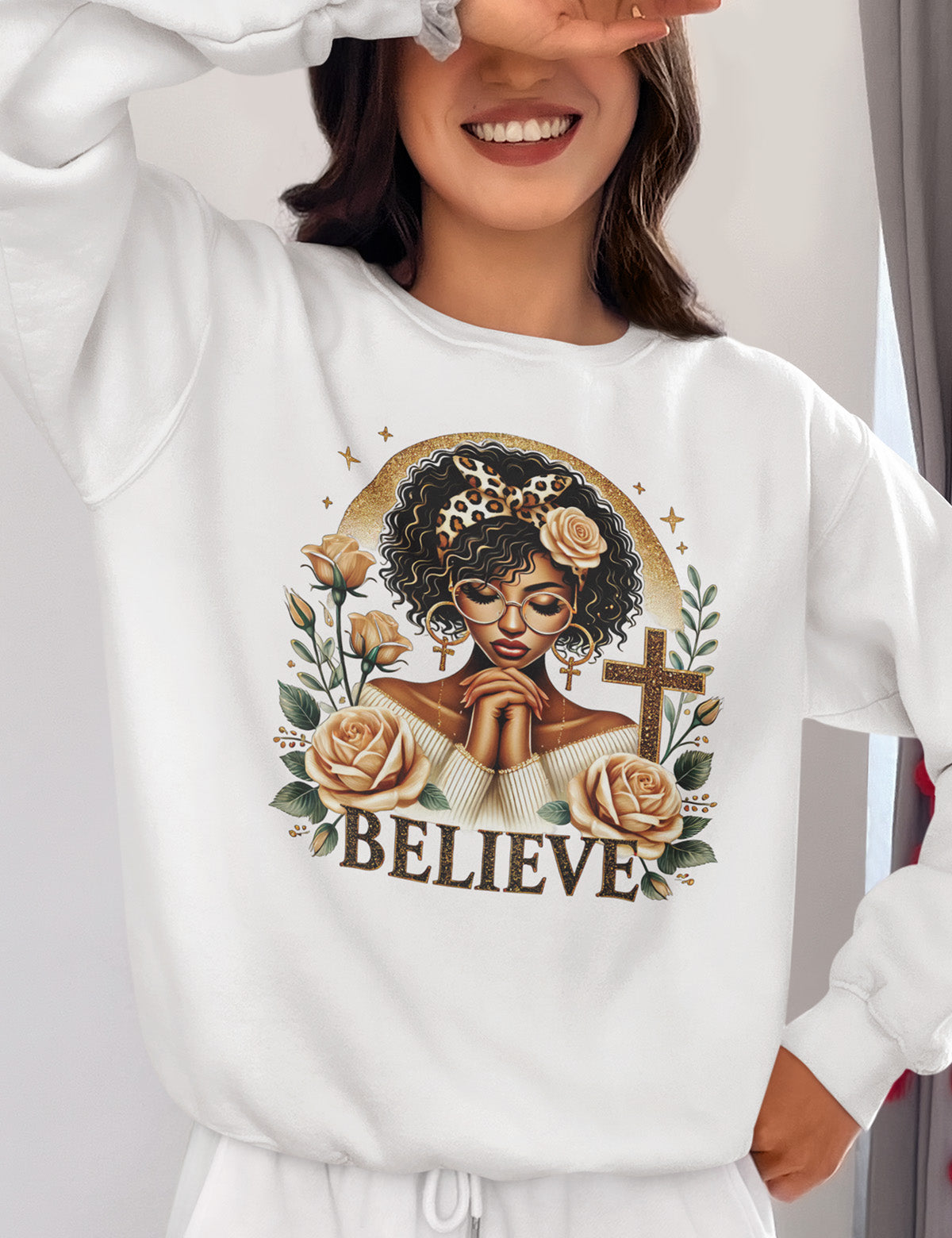 Christian Black Woman Messy Bun Sweatshirt