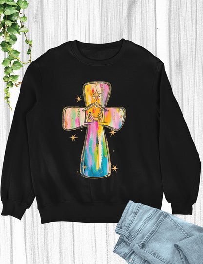 Religious Christmas Tshirt Pink Jesus Cross