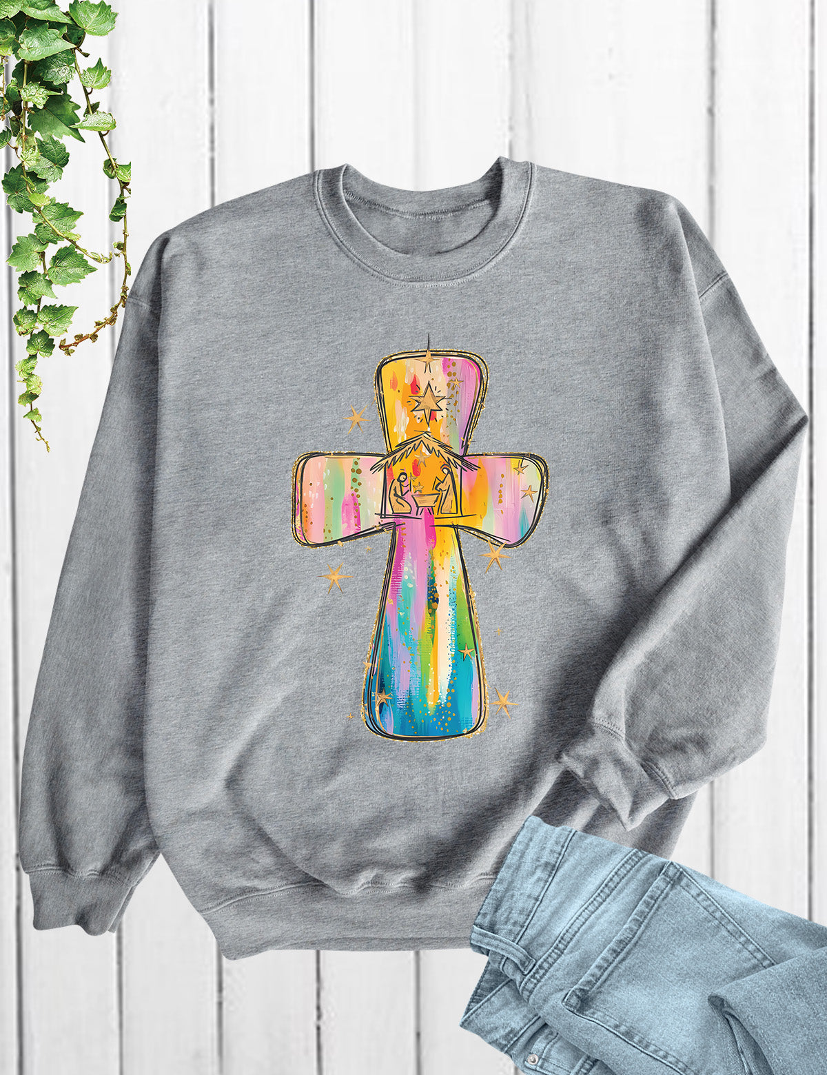 Religious Christmas Tshirt Pink Jesus Cross