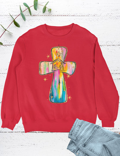 Religious Christmas Tshirt Pink Jesus Cross