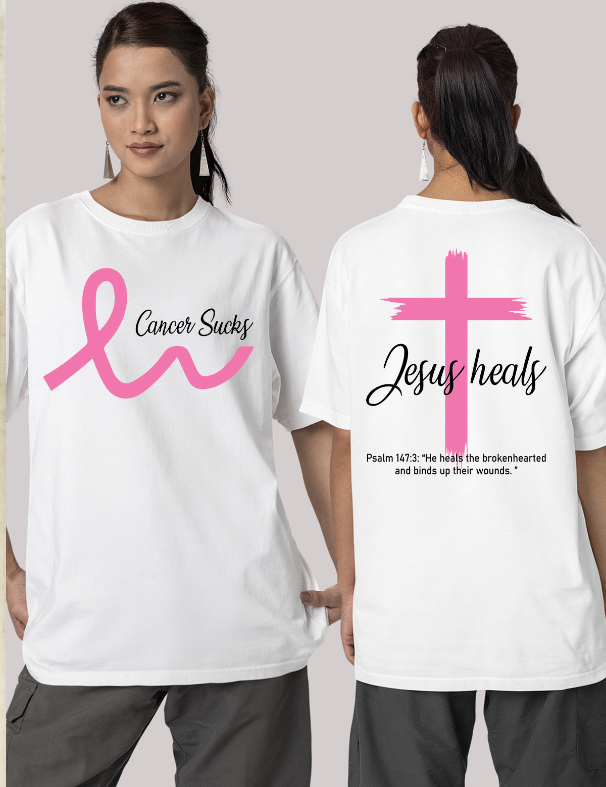 Jesus Heals Cancer Survivor Front Cancer Sucks Back T Shirt