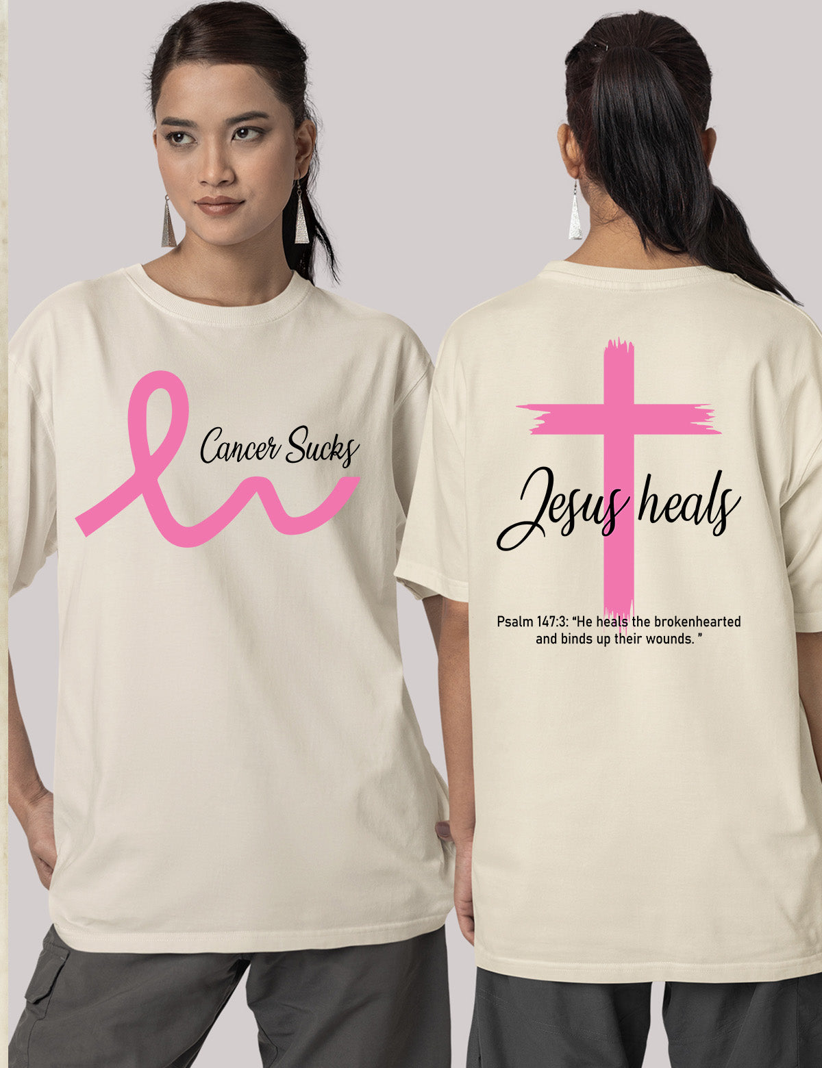 Jesus Heals Cancer Survivor Front Cancer Sucks Back T Shirt