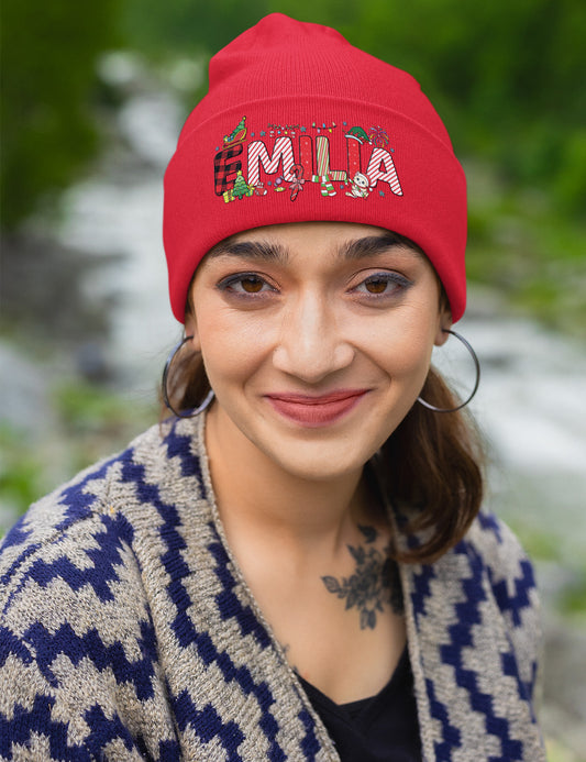 Custom Christmas Beanie Hat With Name