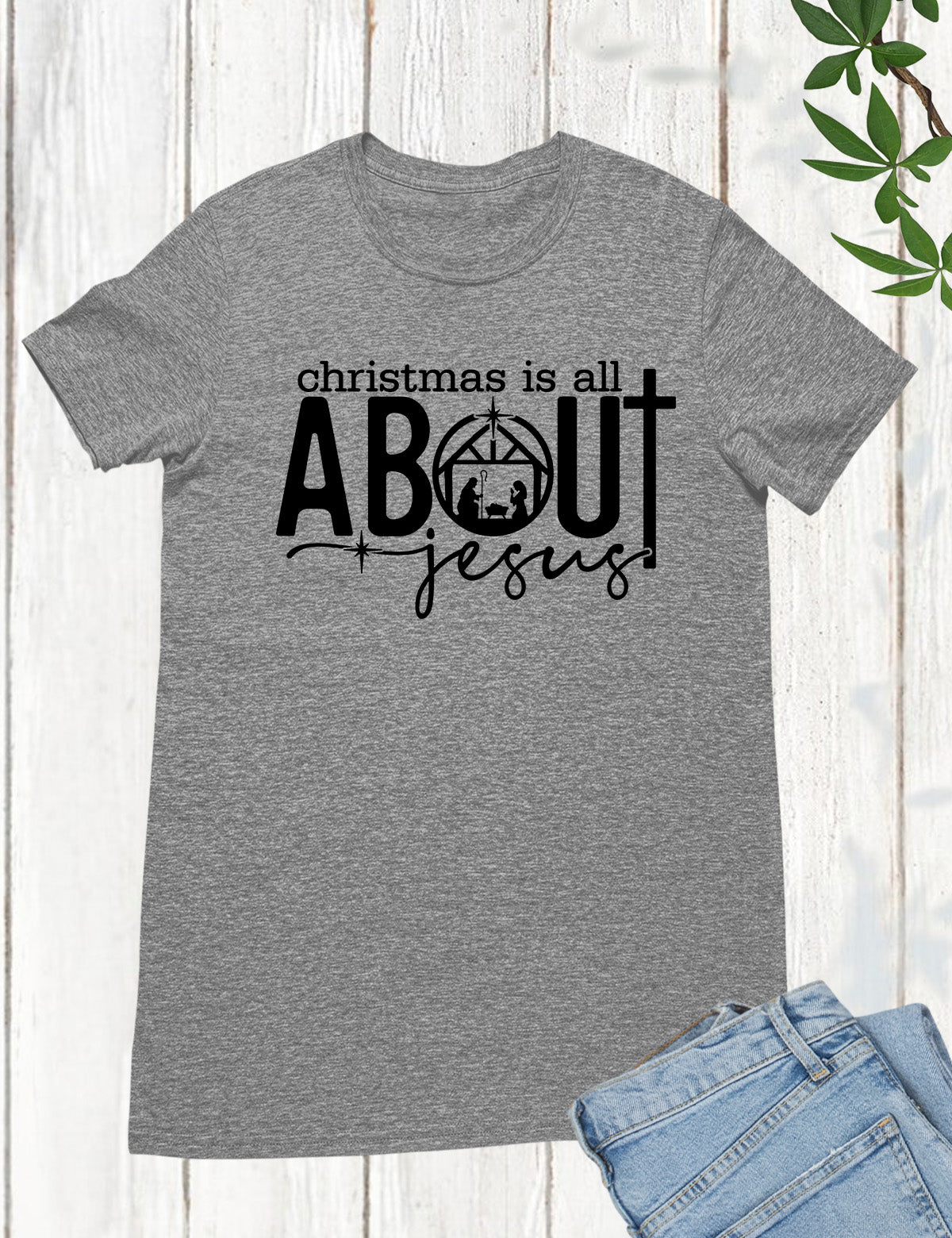 Christian Christmas T Shirt Faith Cross