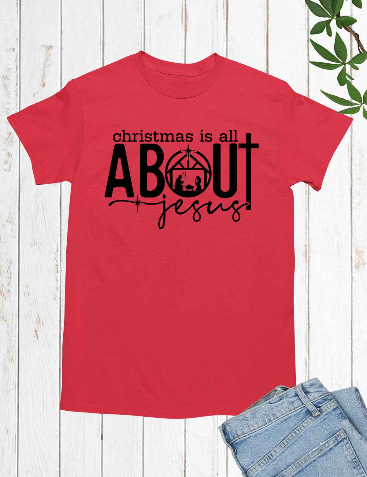 Christian Christmas T Shirt Faith Cross