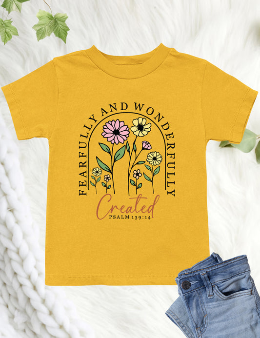 Fearfully and Wonderfully Created Floral Kids T Shirt