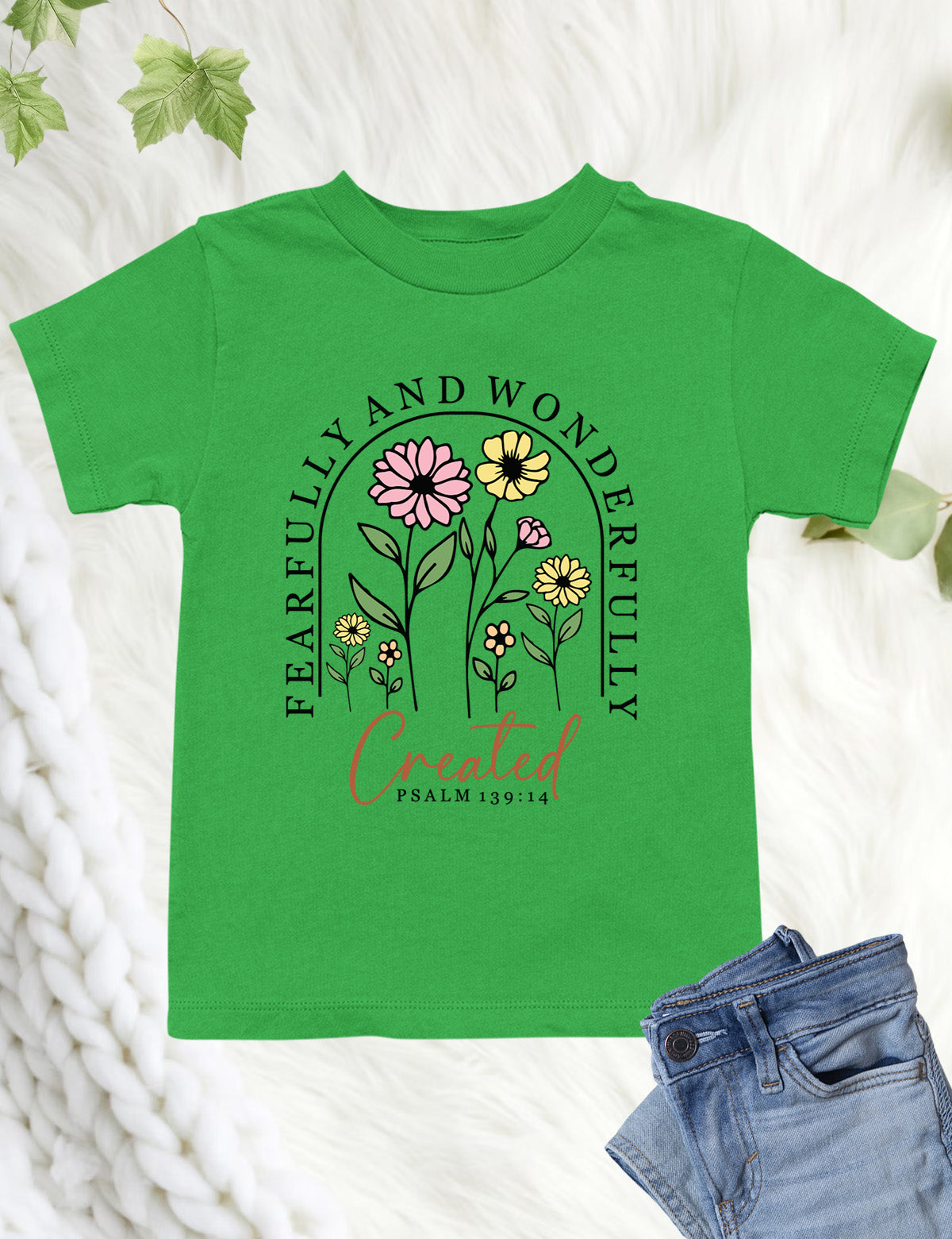 Fearfully and Wonderfully Created Floral Kids T Shirt