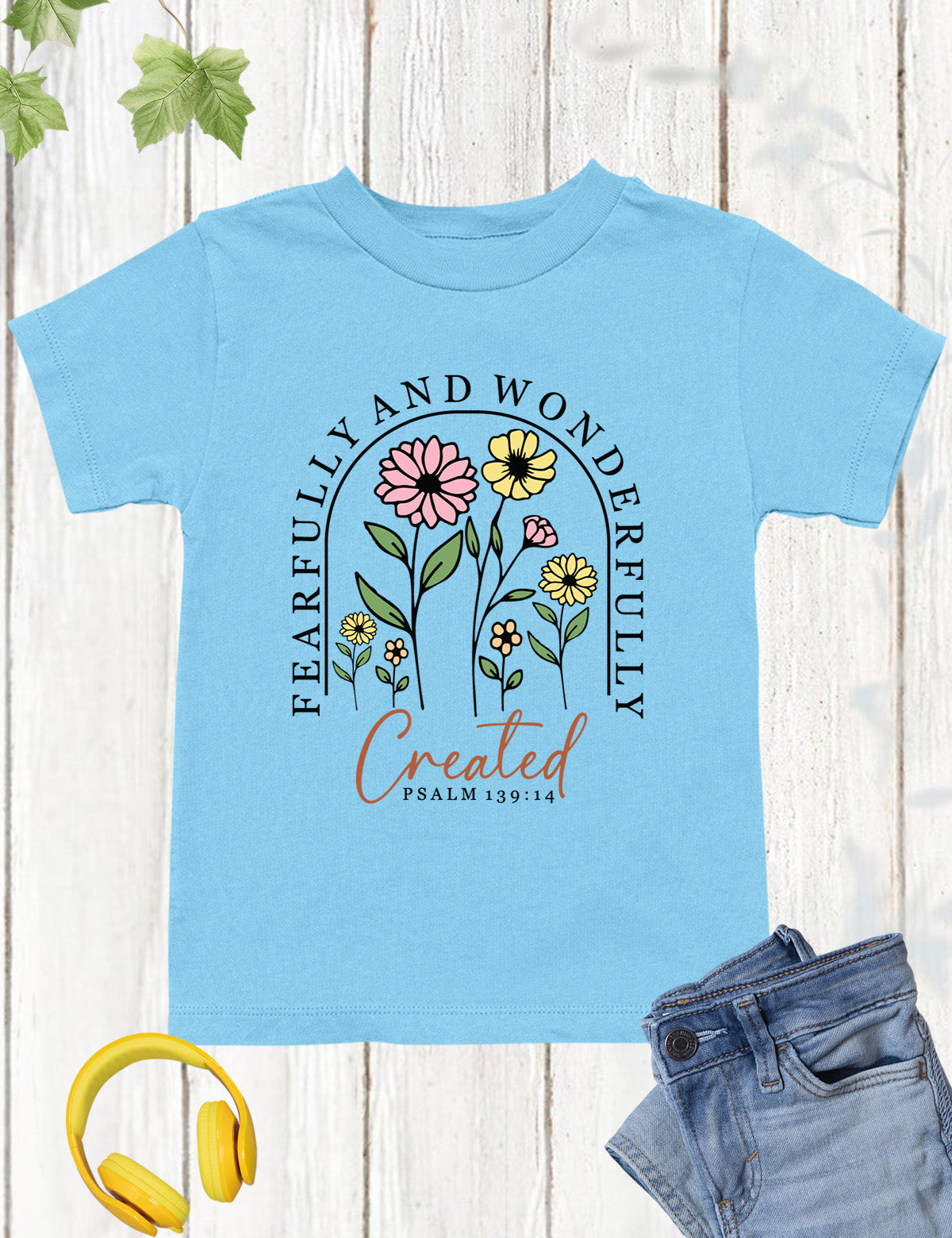 Fearfully and Wonderfully Created Floral Kids T Shirt