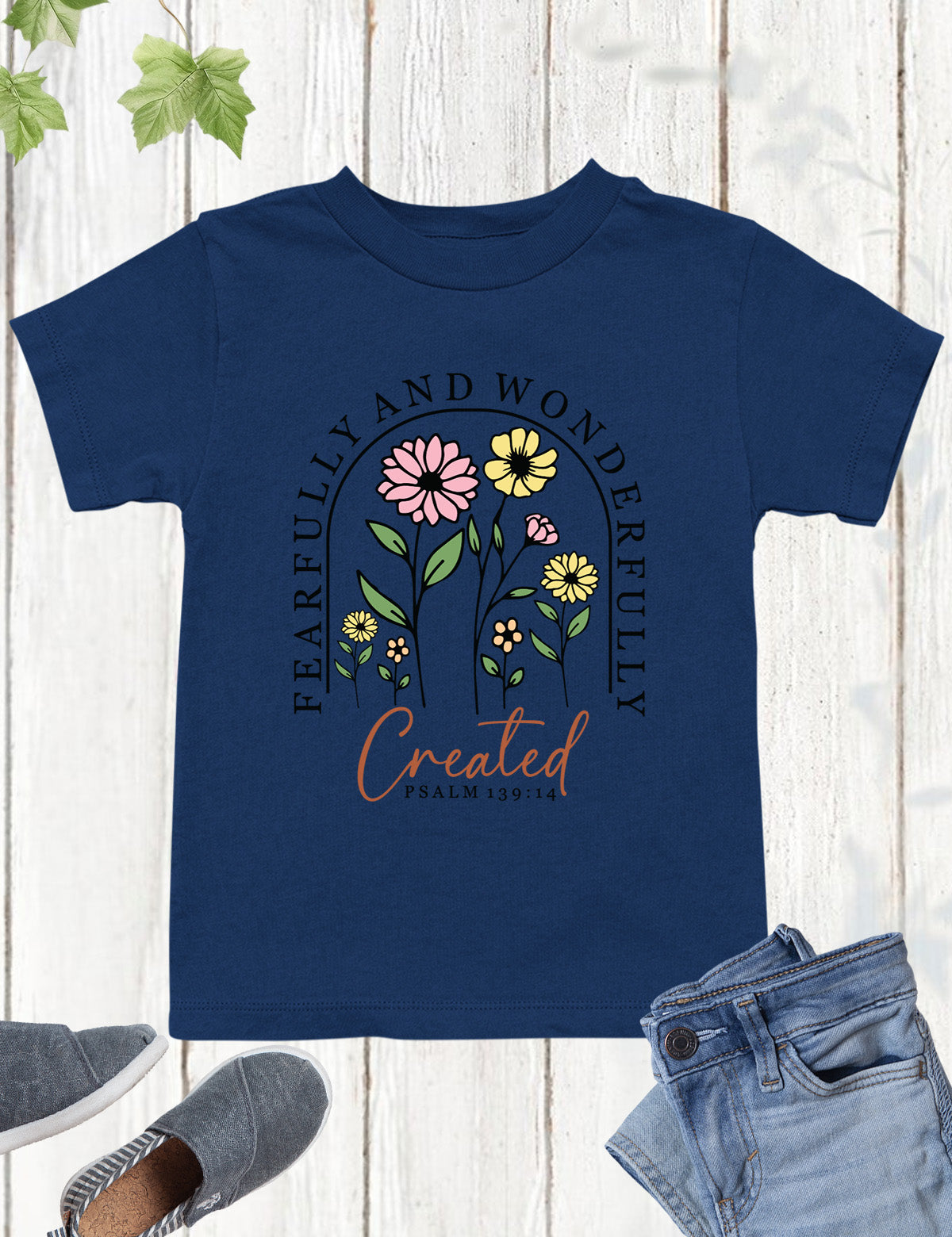 Fearfully and Wonderfully Created Floral Kids T Shirt