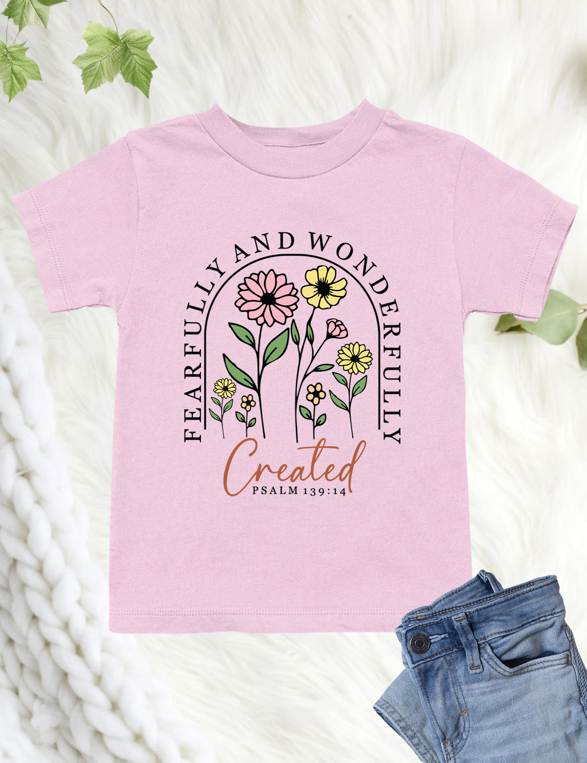 Fearfully and Wonderfully Created Floral Kids T Shirt