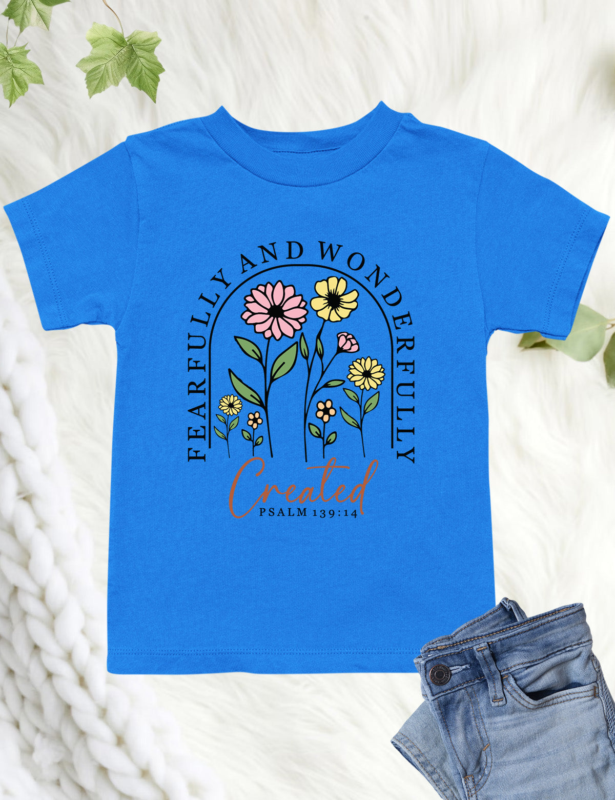 Fearfully and Wonderfully Created Floral Kids T Shirt