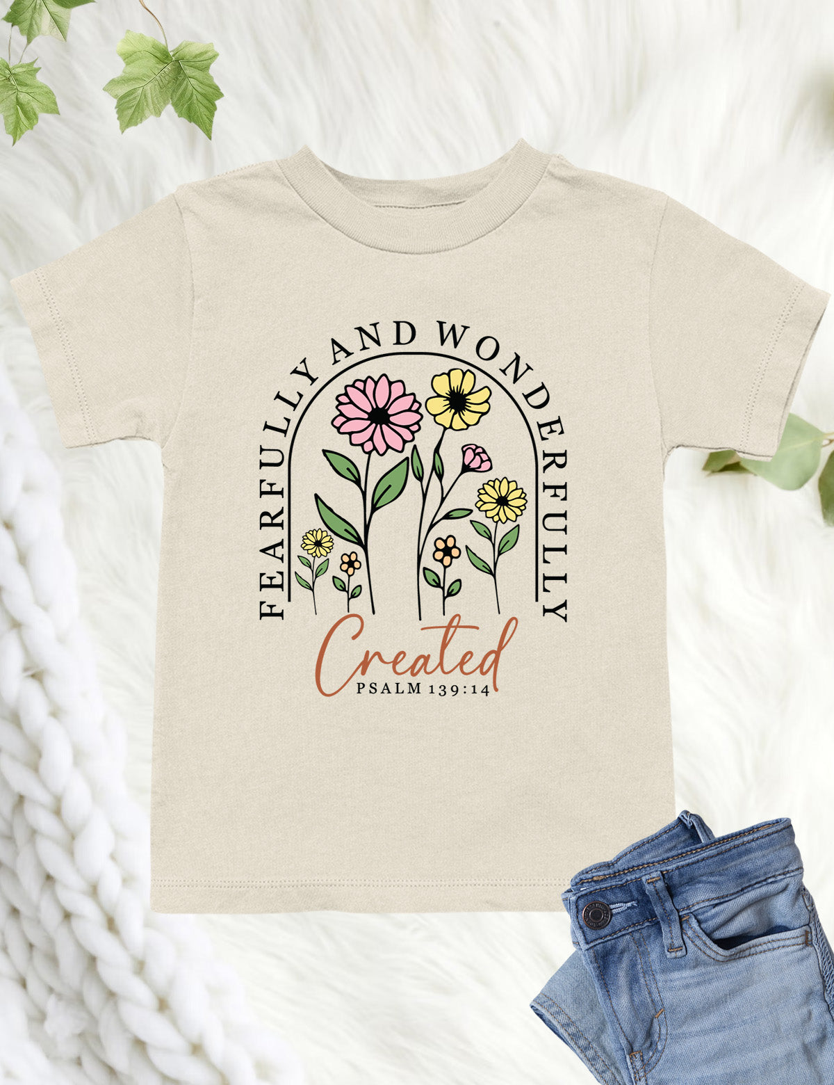 Fearfully and Wonderfully Created Floral Kids T Shirt