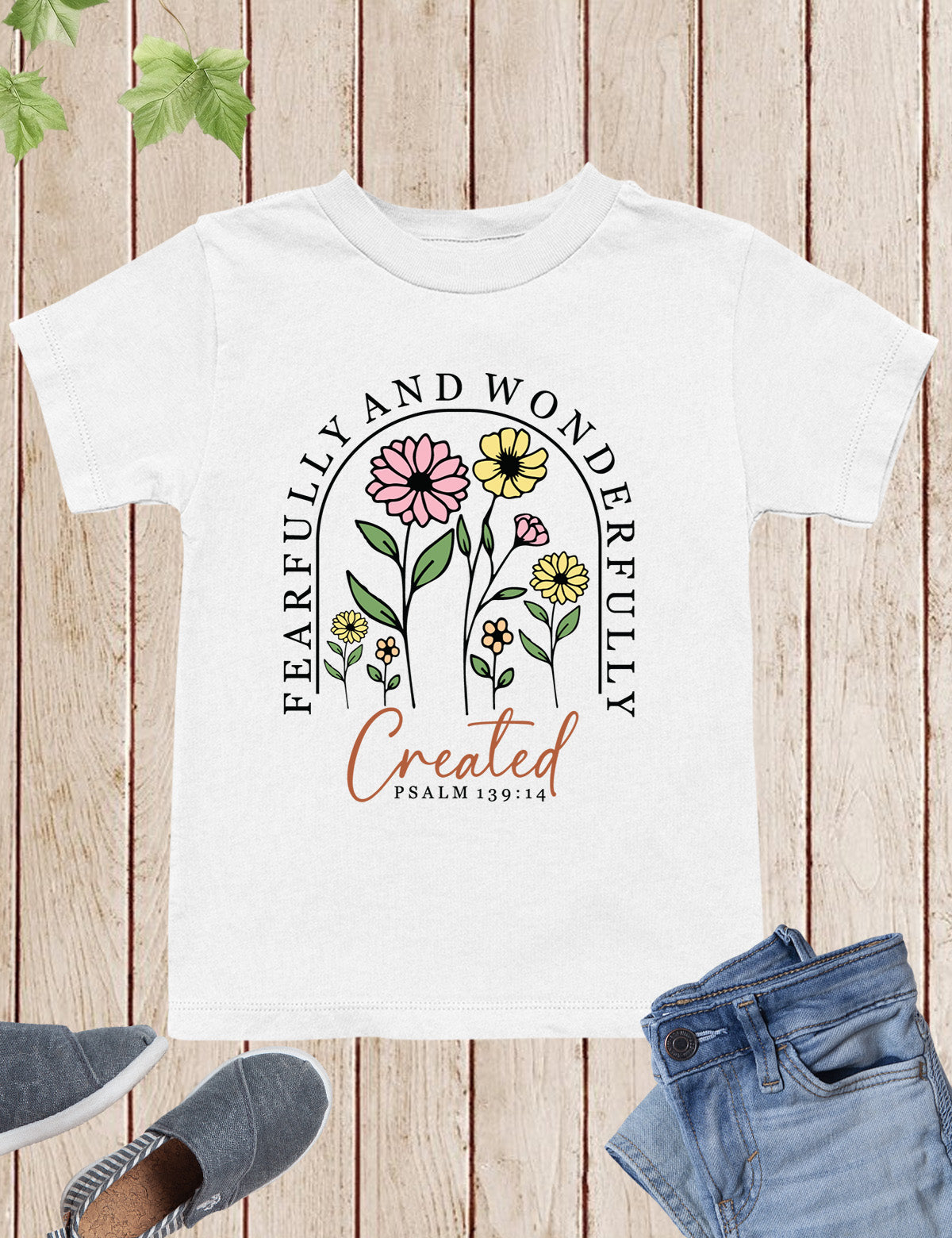 Fearfully and Wonderfully Created Floral Kids T Shirt