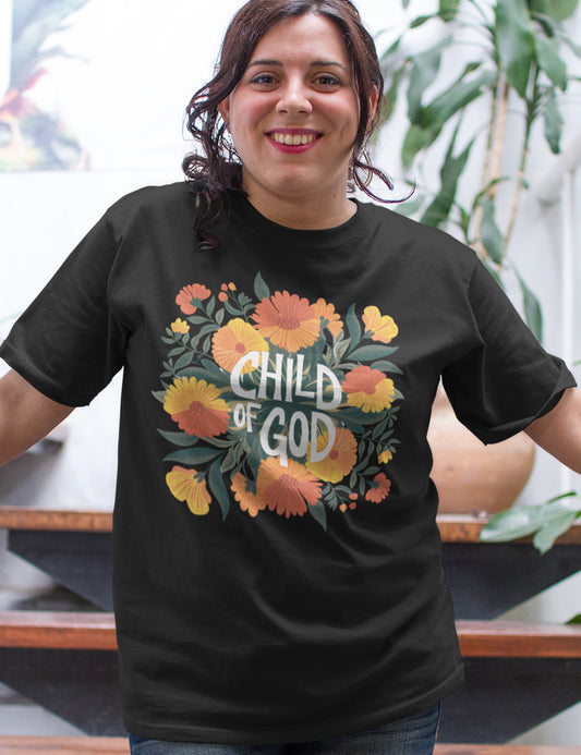 Child of God Christian Flower T Shirt