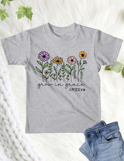 Grow in Grace Peter Verse Kids T Shirt