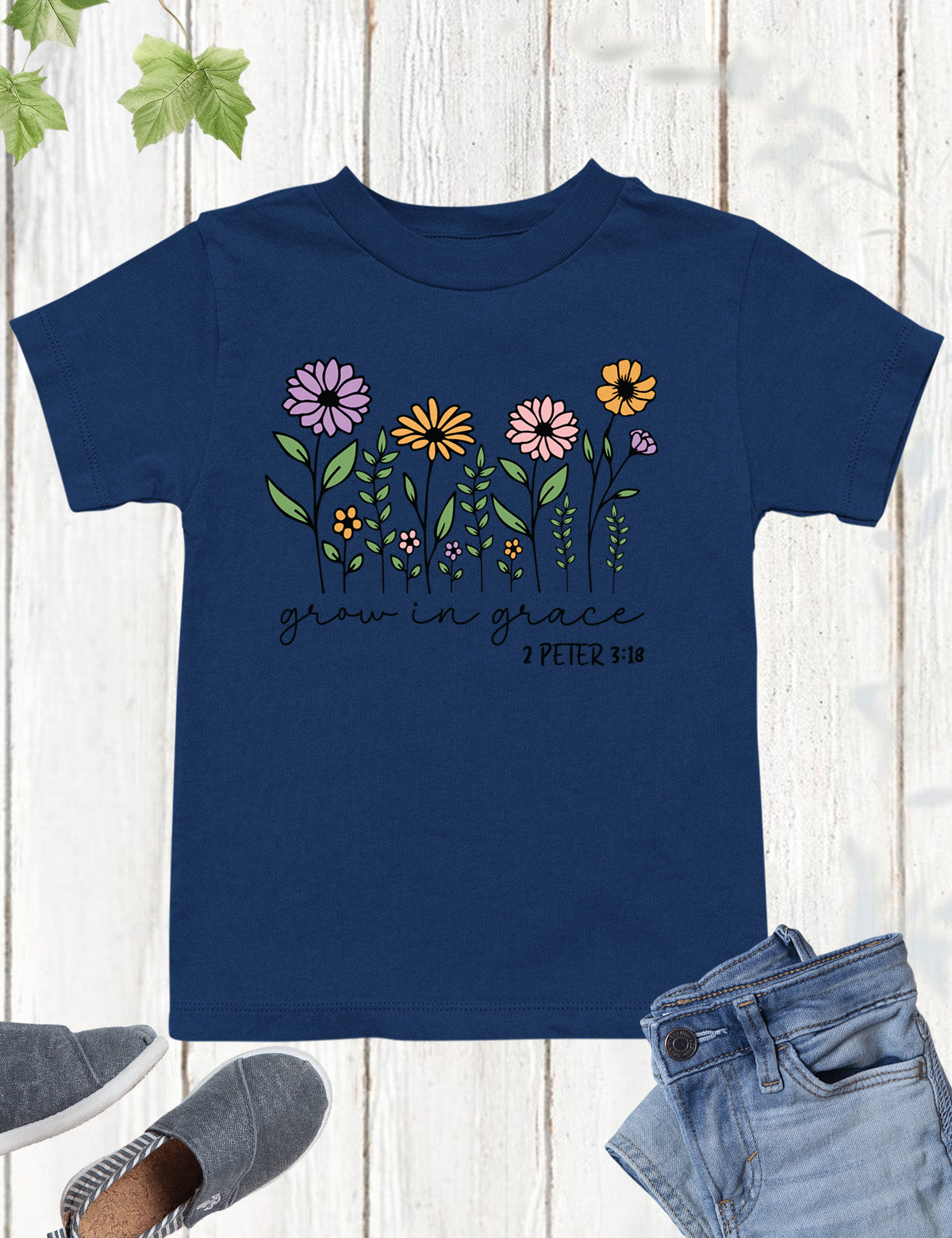 Grow in Grace Peter Verse Kids T Shirt