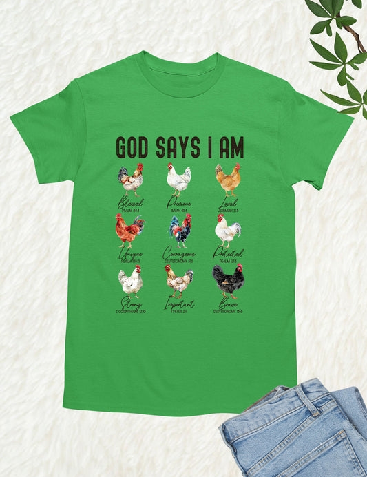 God Says I Am Chicken Funny Religious Shirt