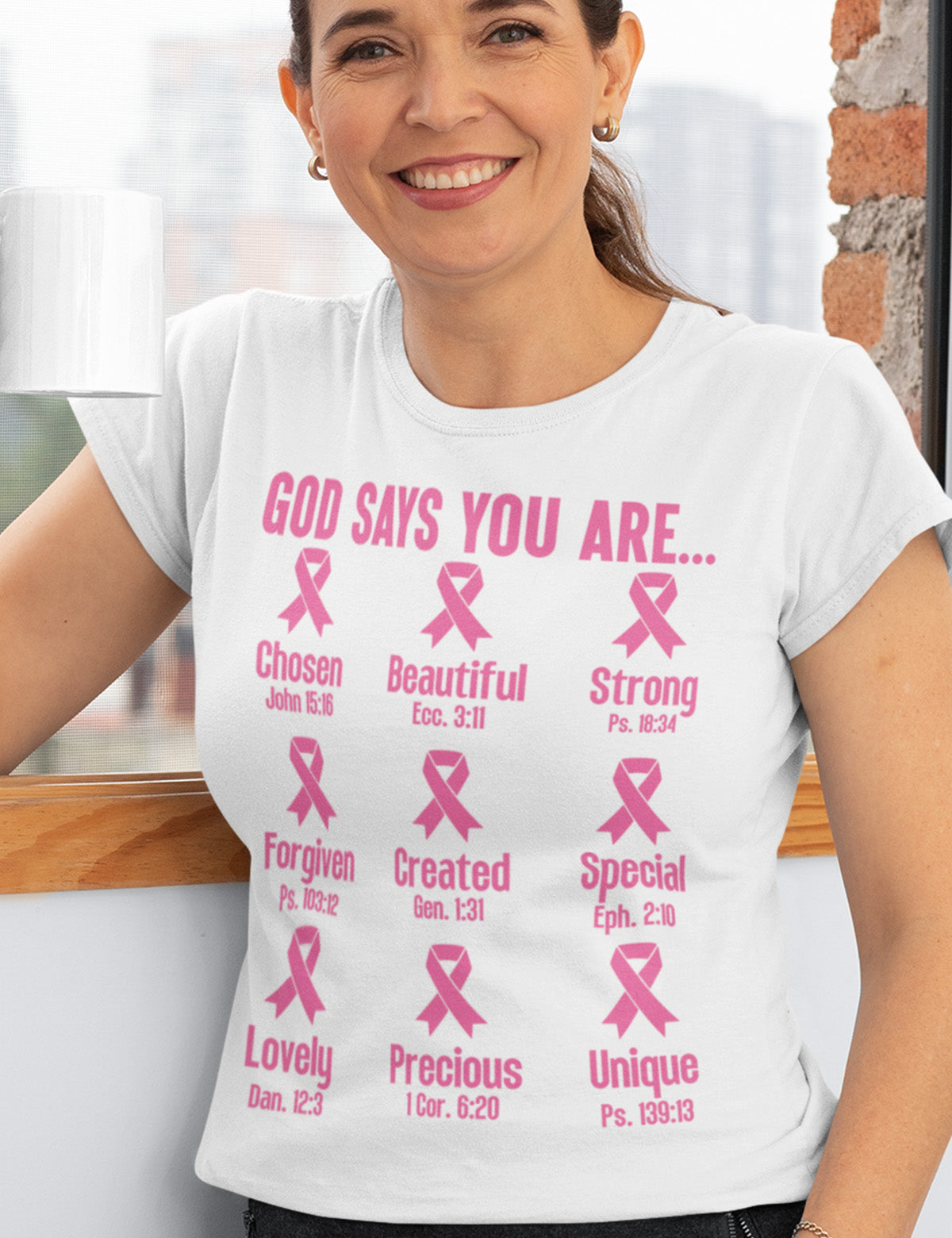 God Says You Are Christian Breast Cancer Bible Verse Shirt