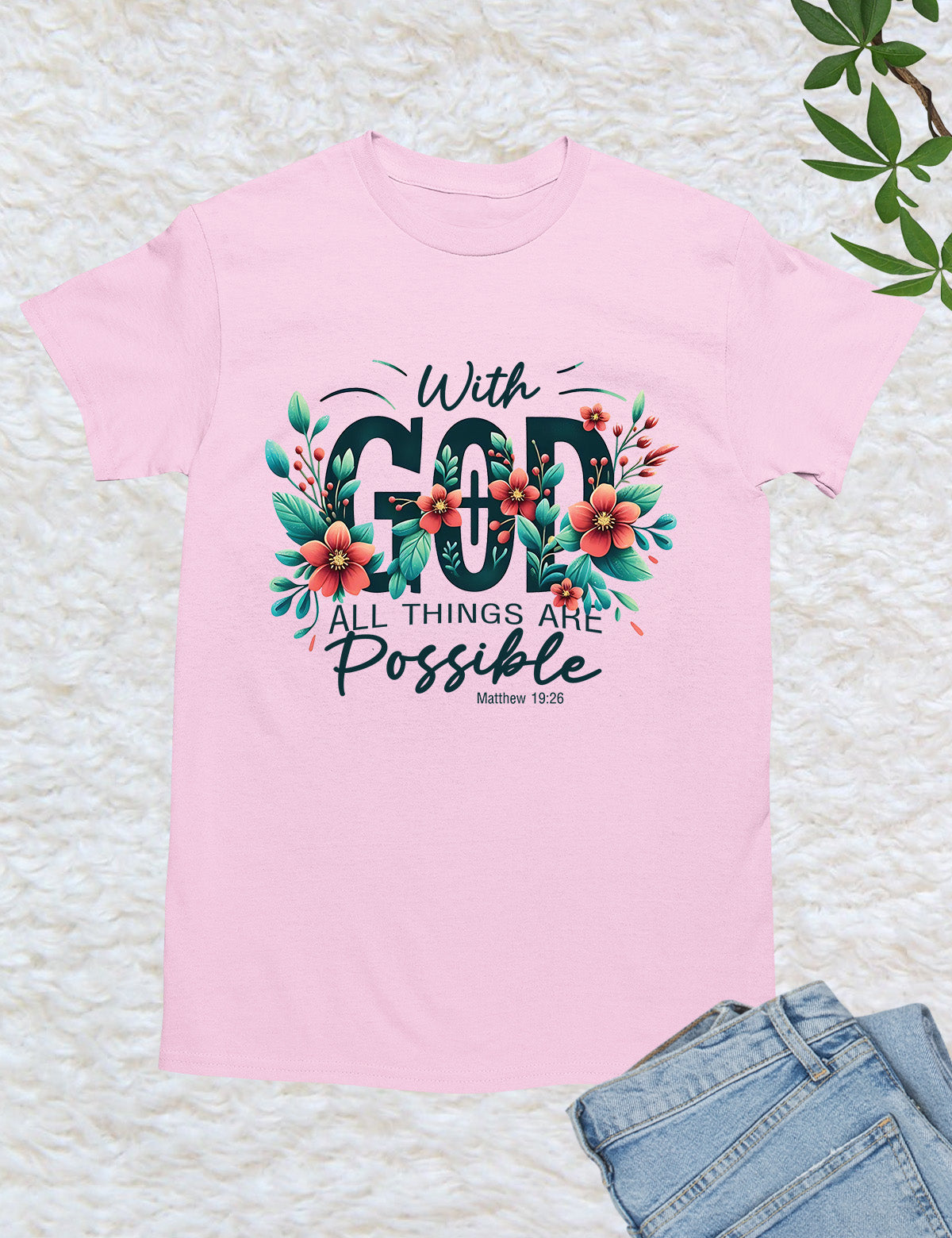 With God All Things are Possible Christian Bible Verse Shirt