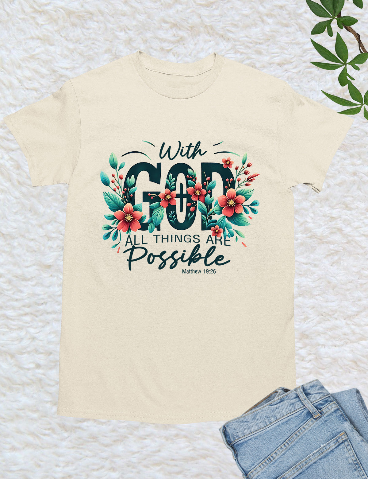 With God All Things are Possible Christian Bible Verse Shirt