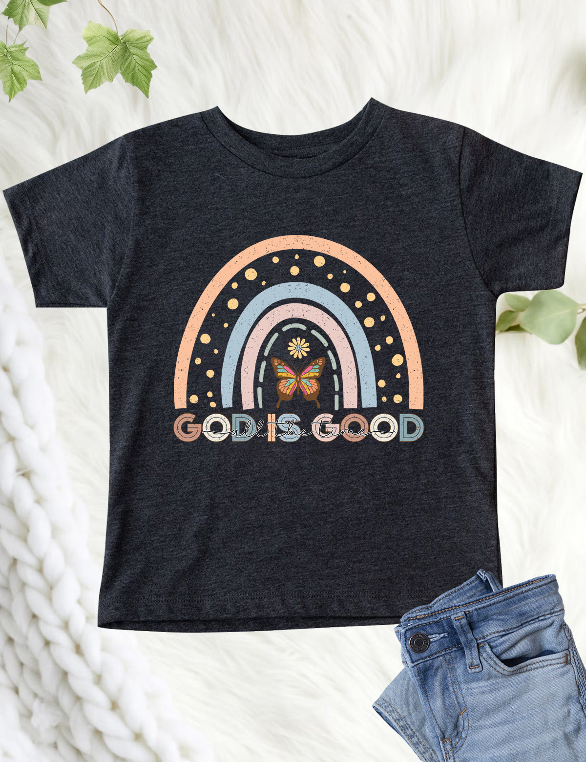 God is Good all The Time Rainbow Kids T Shirt