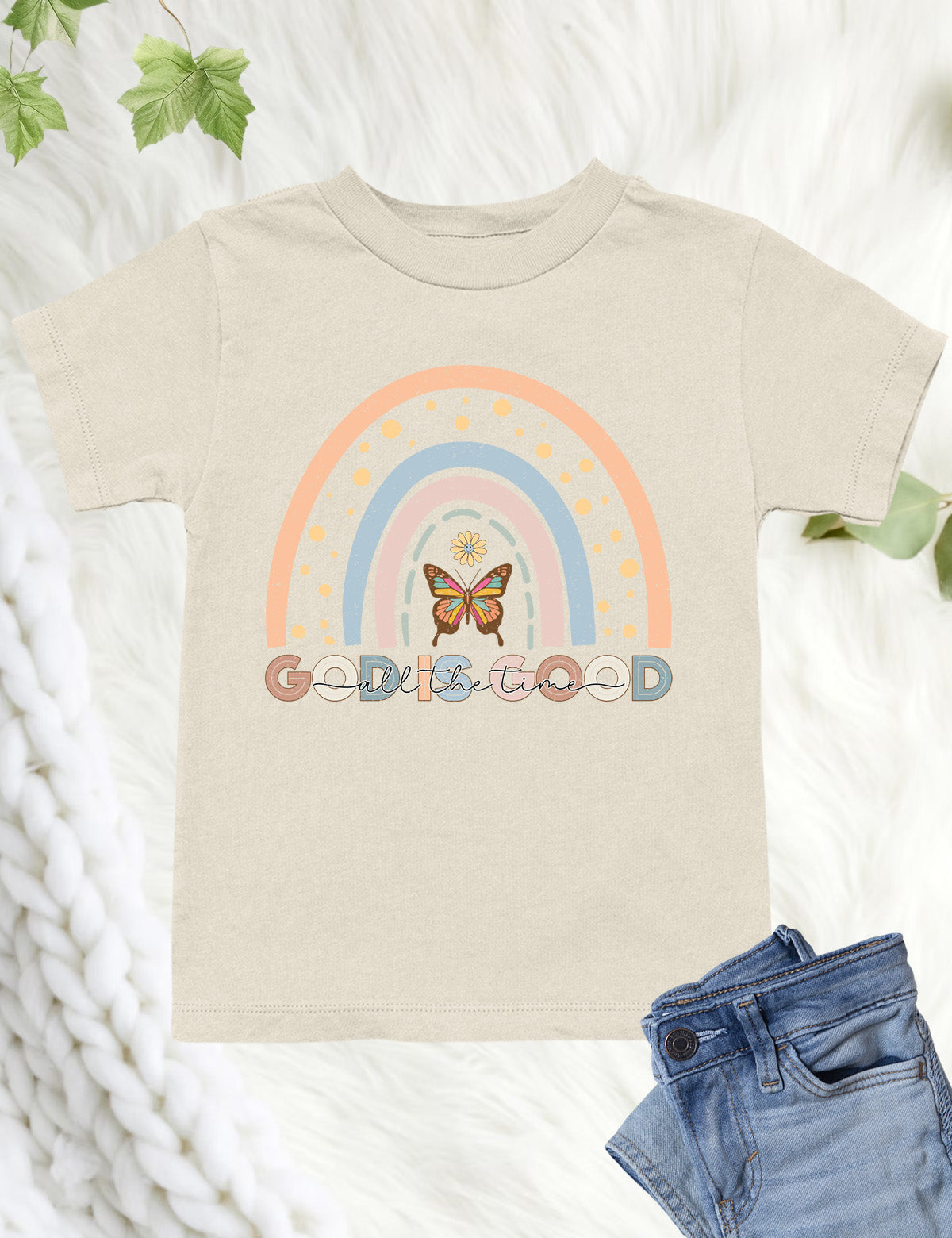 God is Good all The Time Rainbow Kids T Shirt