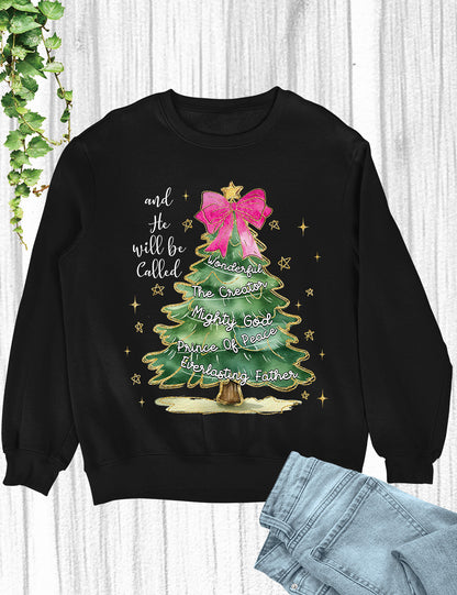 Christian Christmas Tree Coquette Bow Hoodie