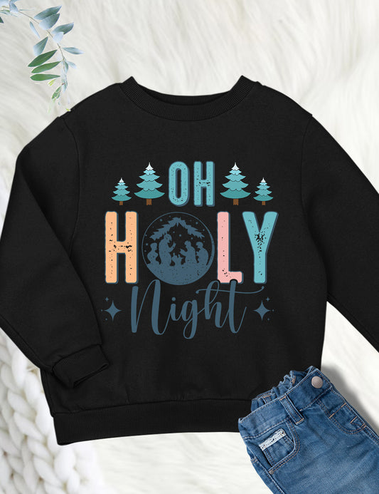 Oh Holy Night Jesus Christmas Kids Sweatshirt