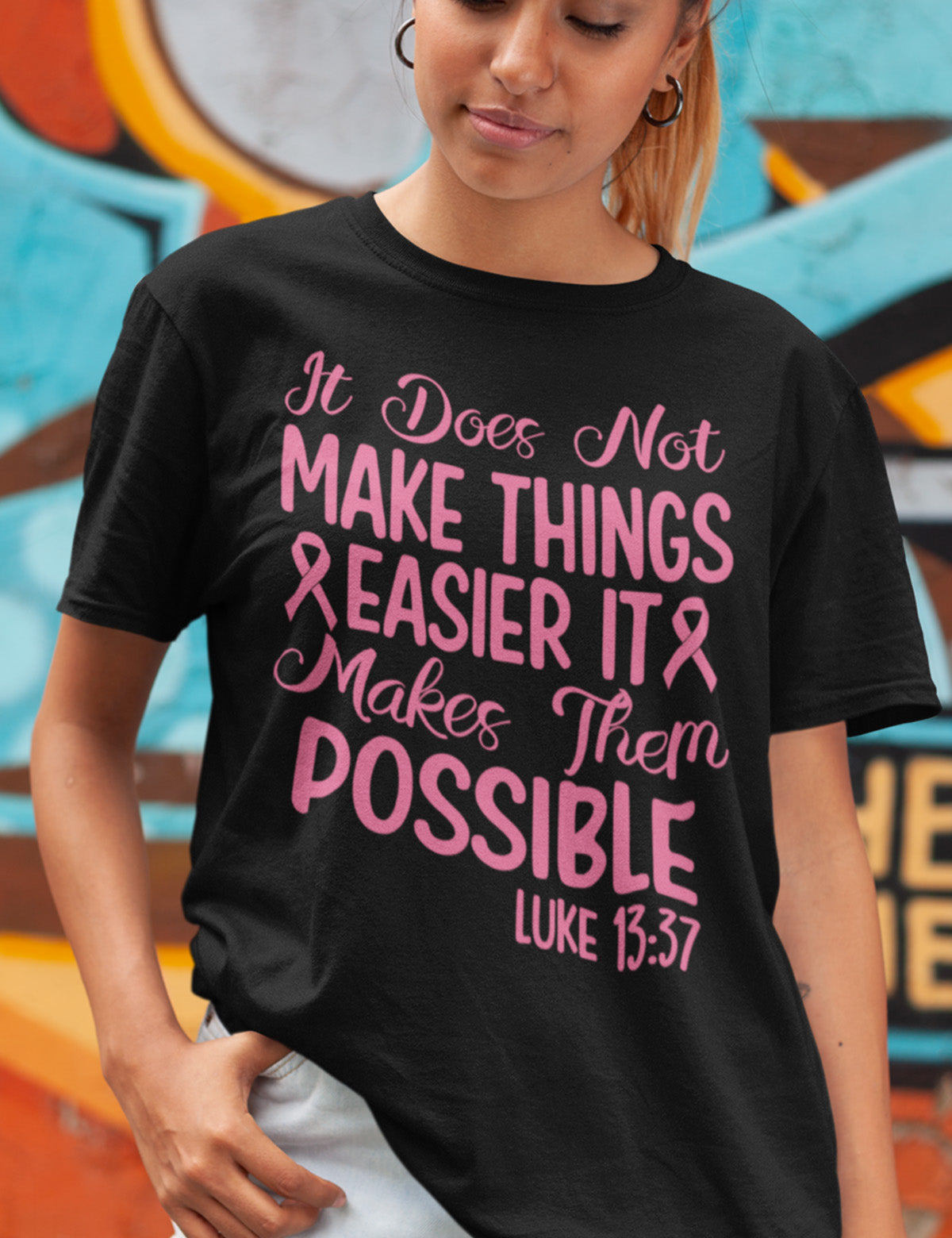 Breast Cancer Ribbon Bible Verse Awareness T shirt