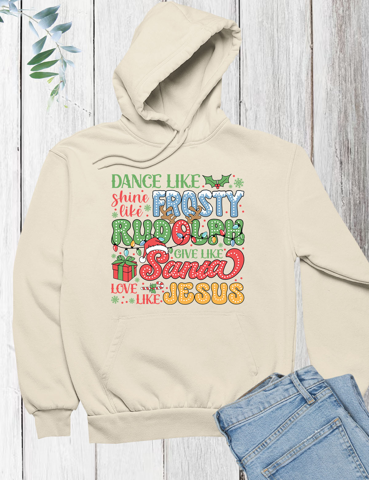 Santa Jesus Rudolph Hoodie