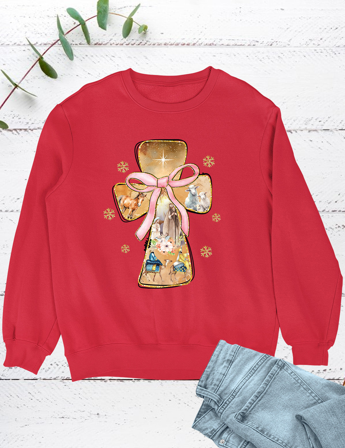 Christian Christmas Tees Floral Blue Jesus Angel