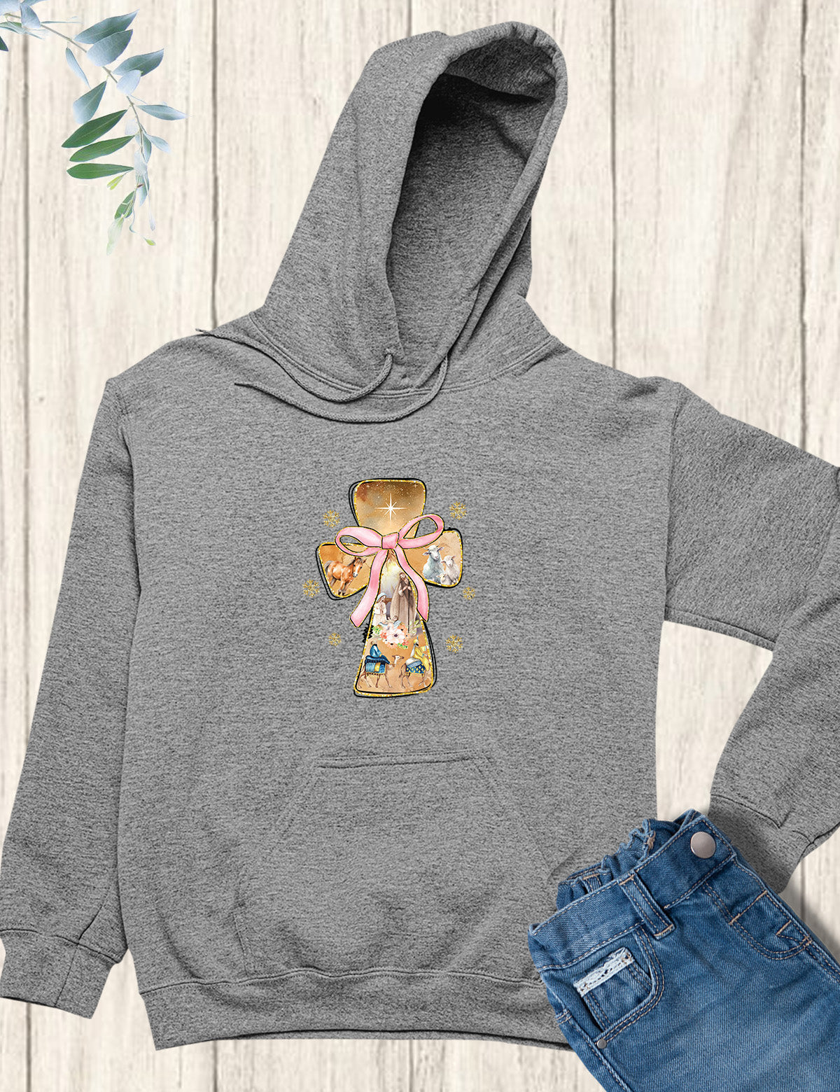 Christian Christmas Tees Floral Blue Jesus Angel