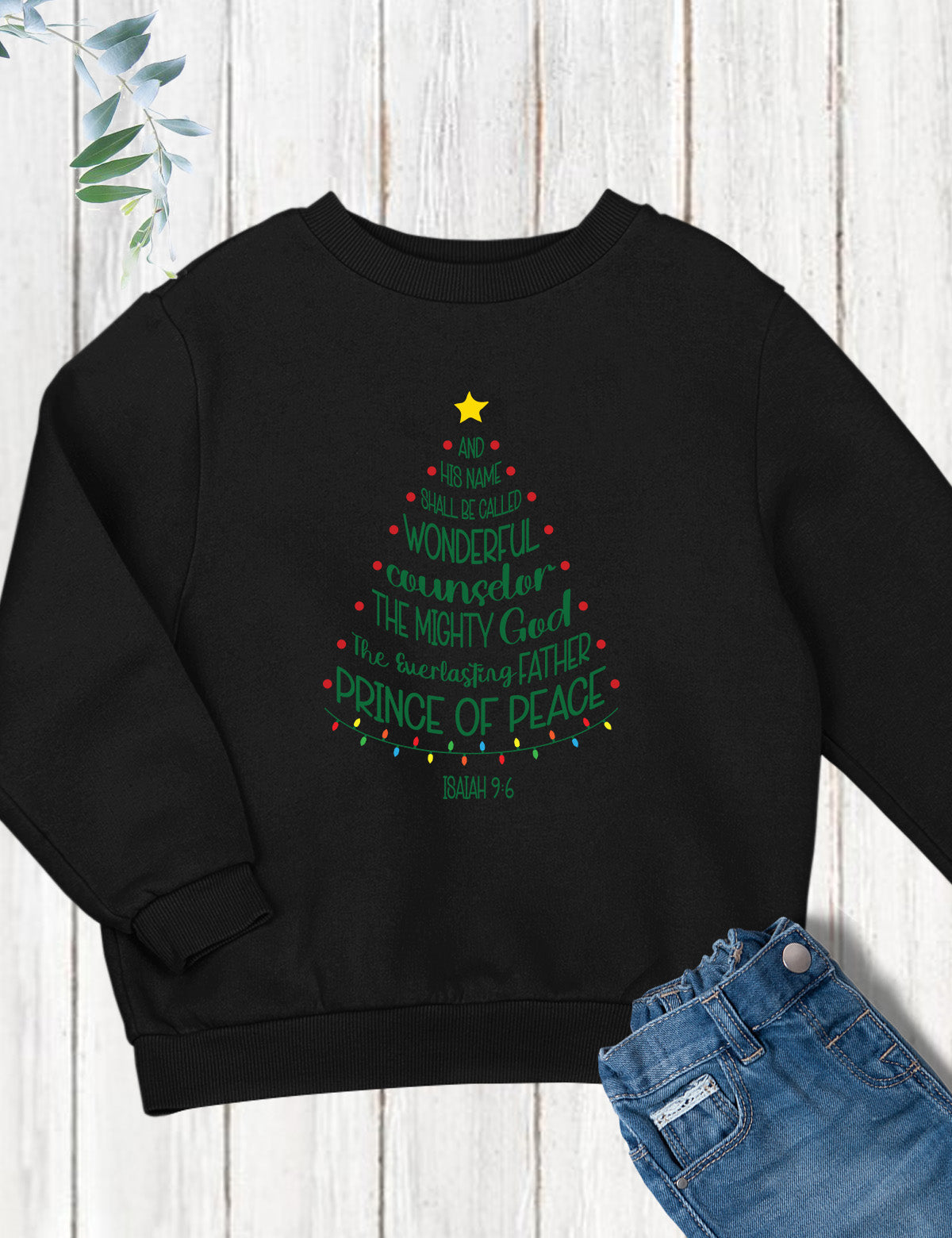 Kids Christmas Shirt Prince of Peace Tree Hoodie