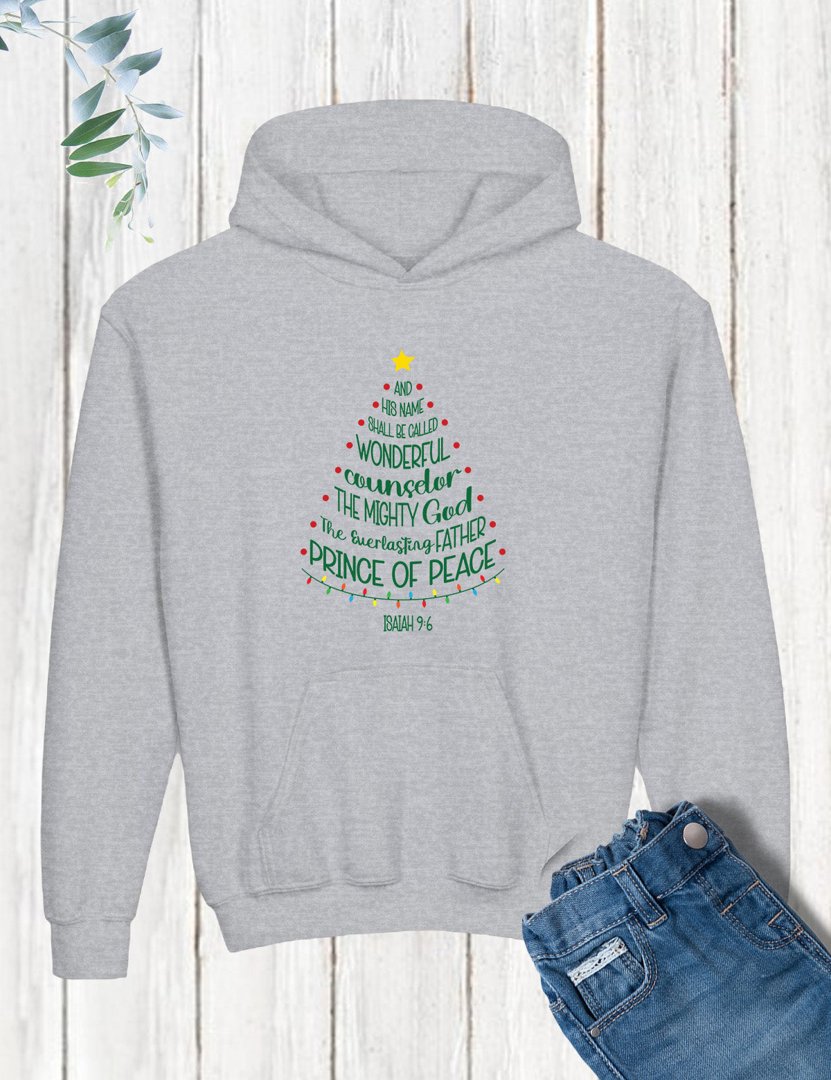 Kids Christmas Shirt Prince of Peace Tree Hoodie