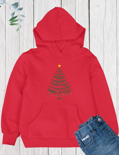 Kids Christmas Shirt Prince of Peace Tree Hoodie