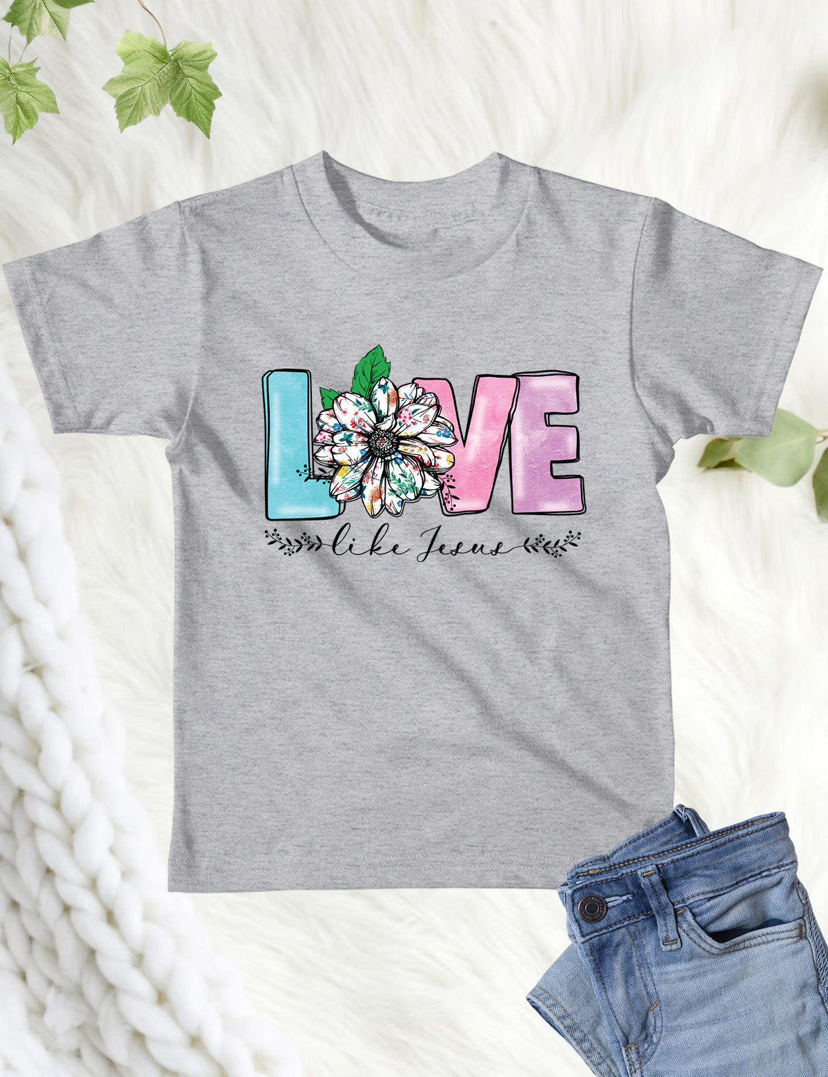 Love Like Jesus Sunflower Kids T Shirt