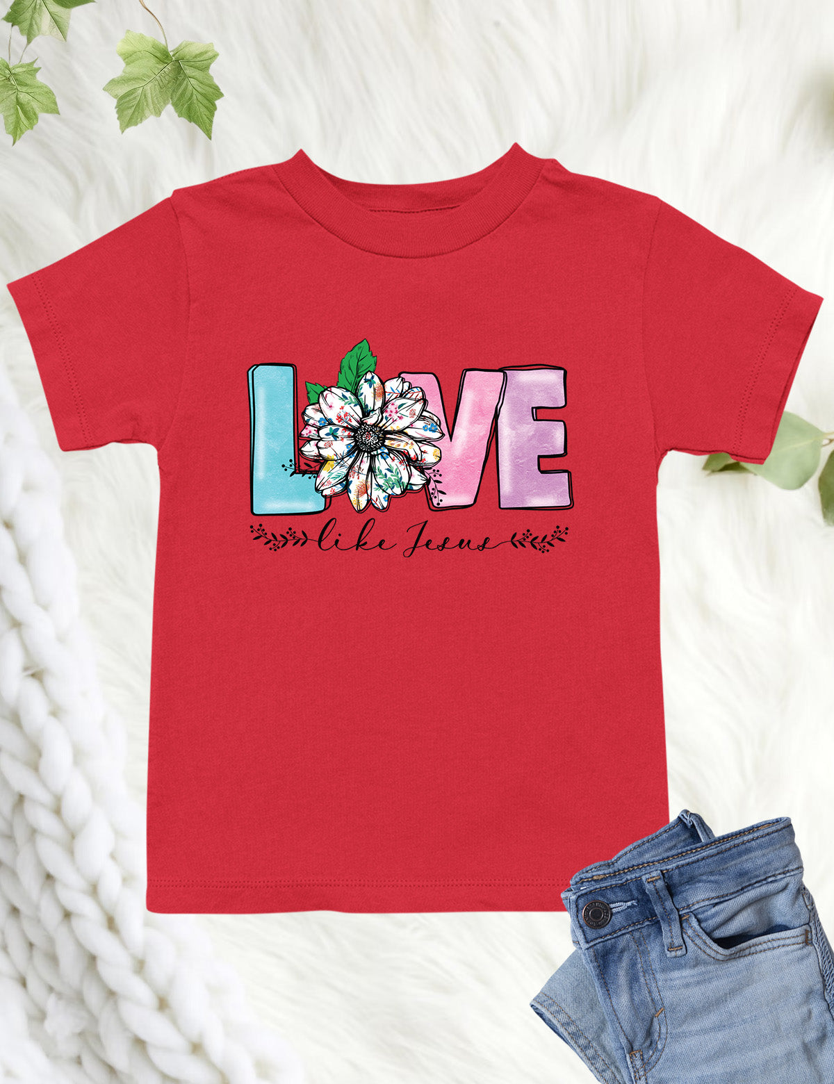 Love Like Jesus Sunflower Kids T Shirt