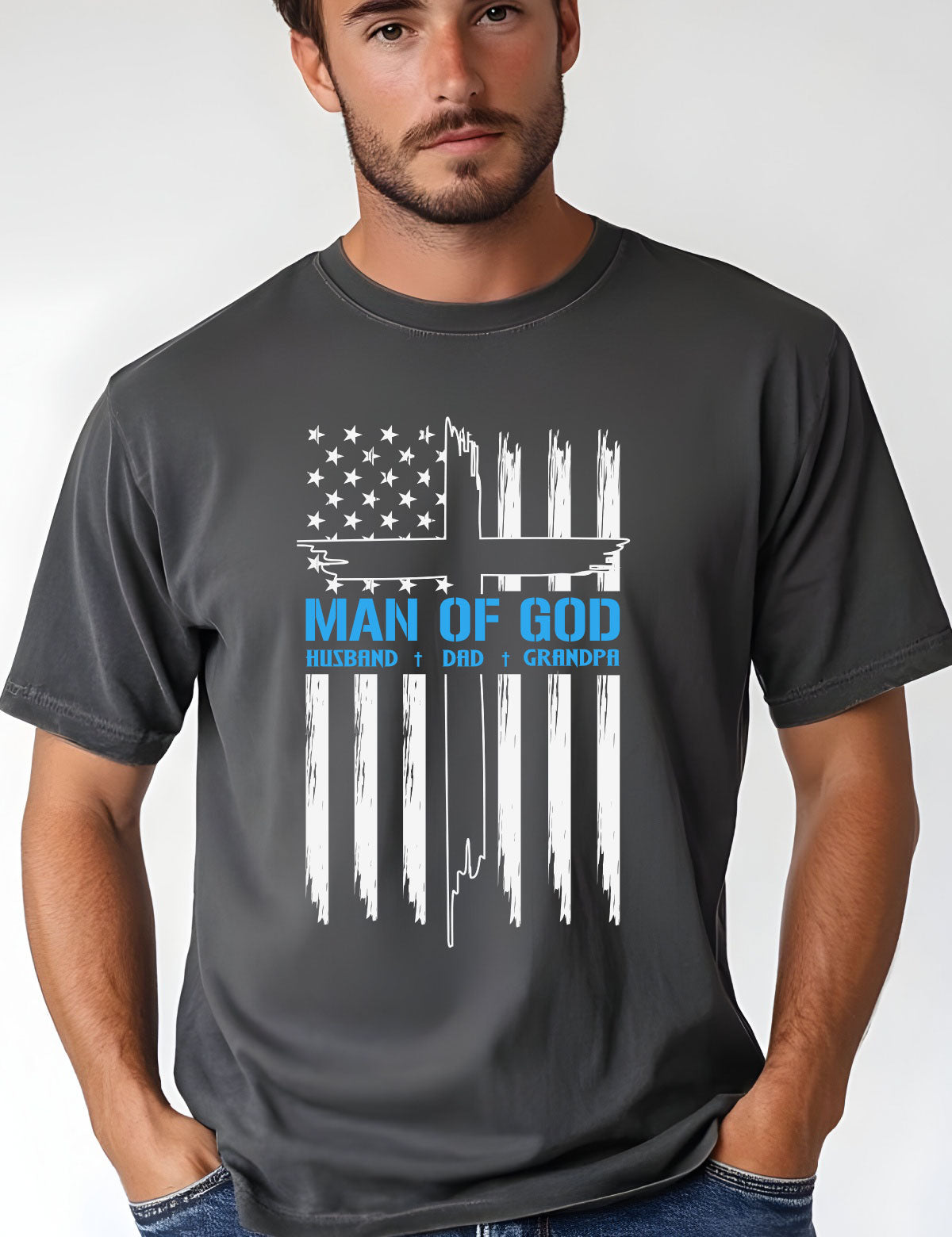 Man of God Husband Dad Grandpa Shirt