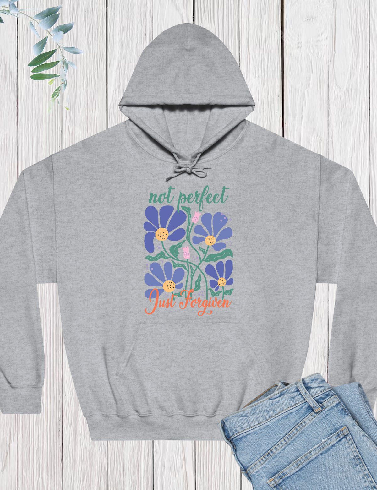 Not Perfect Just Forgiven Boho Flower Hoodie