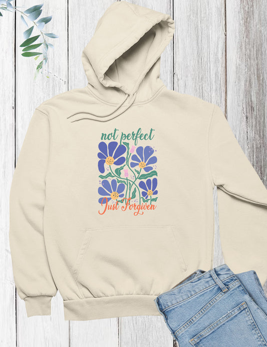 Not Perfect Just Forgiven Boho Flower Hoodie