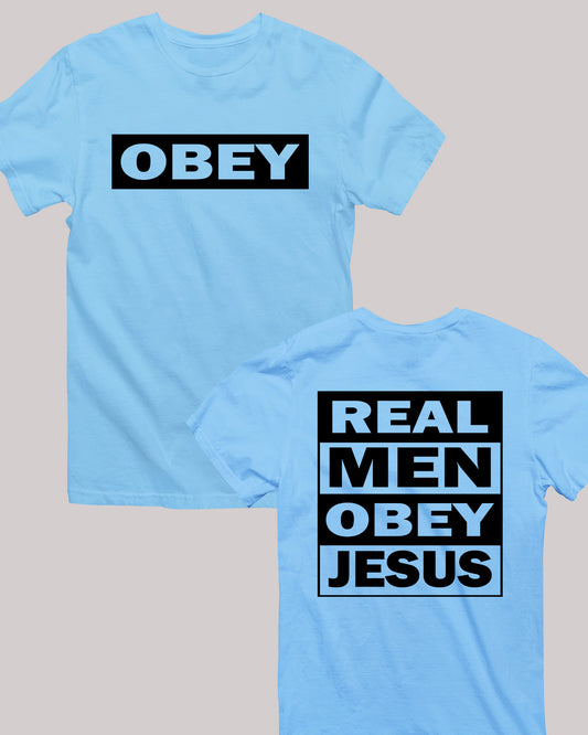 Mens Christian Clothing Real Men Obey Jesus Shirt