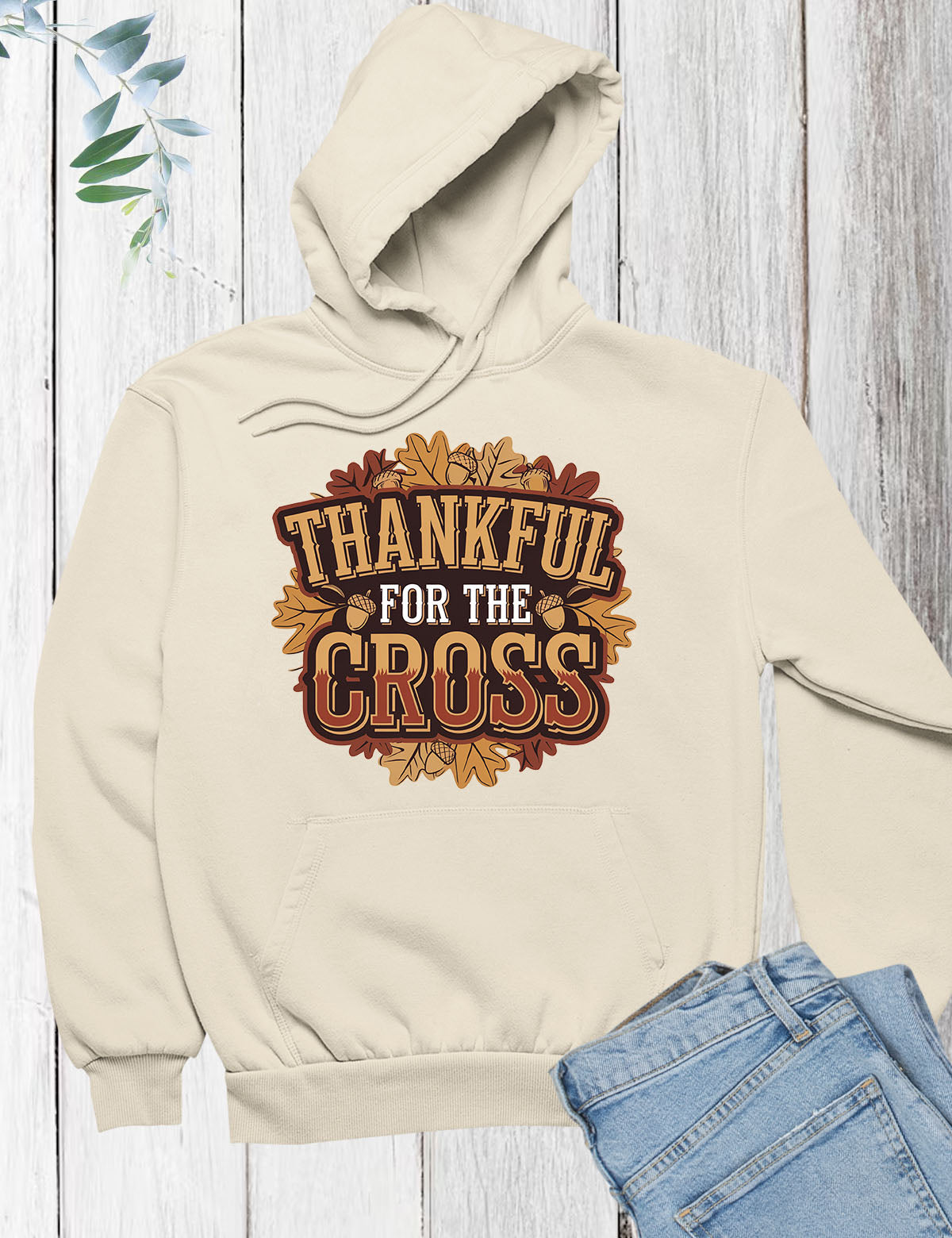 Thankful For The Cross Christian Hoodie