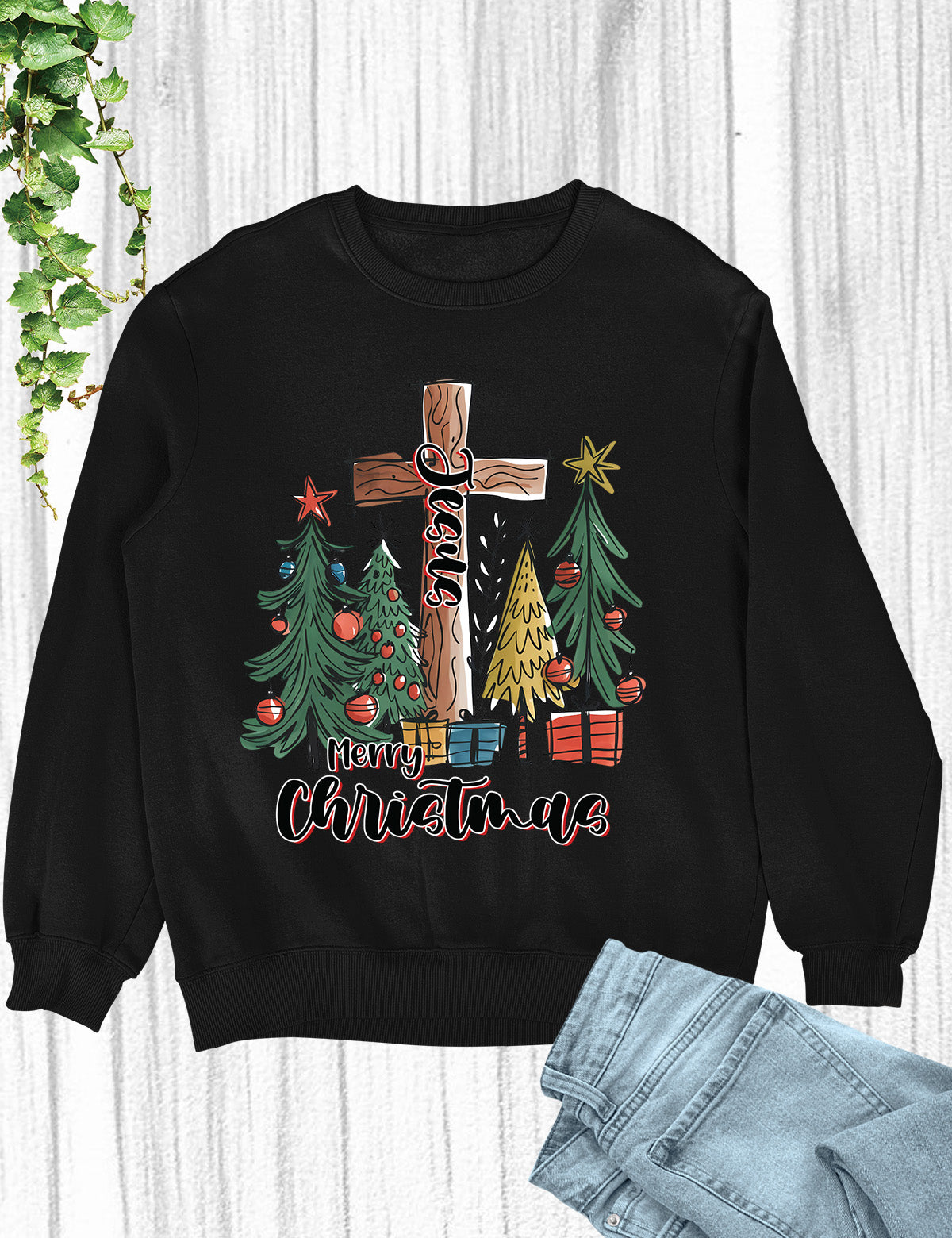 Jesus Merry Christmas Tree Hoodie