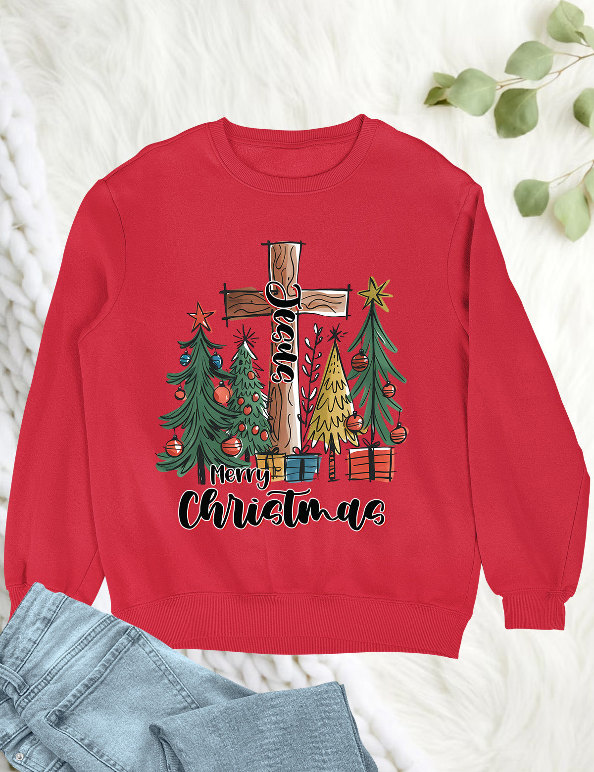 Jesus Merry Christmas Tree Hoodie