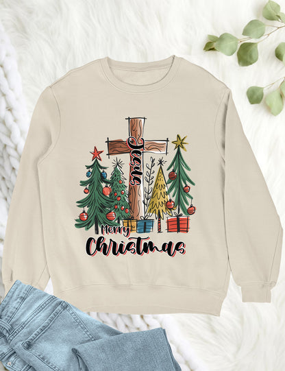 Jesus Merry Christmas Tree Hoodie